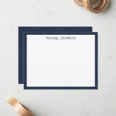 Carte De Correspondance Cadeau client budget, nom, impression denim bleu f (Devant/Arrière en situation)