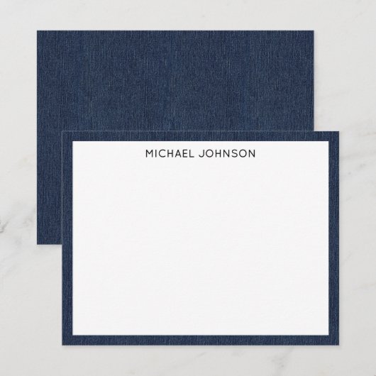 Carte De Correspondance Cadeau client budget, nom, impression denim bleu f (Devant / Derrière)