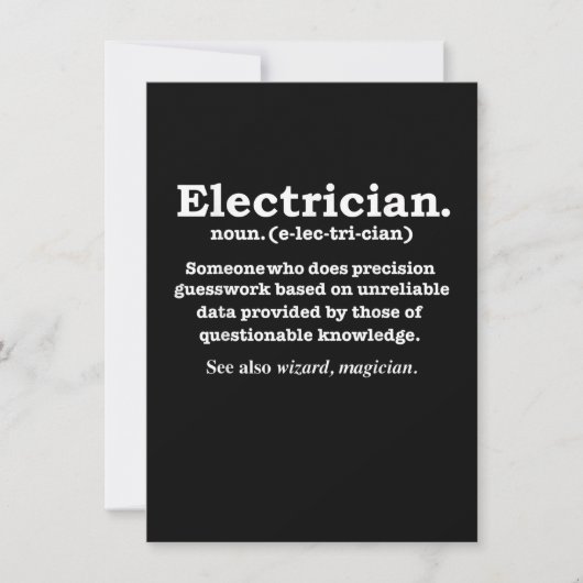 Carte De Correspondance Cadeau de définition d'électricien drôle diplômé (Devant)