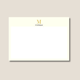 Carte De Correspondance Cadeau de luxe personnalisé Crème Or Monogramme No