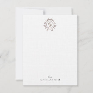 Carte De Correspondance Cadeau de mariage élégant monogramme