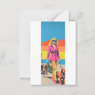 Carte De Correspondance Cadeau de style pop art, promenade de chien sur la