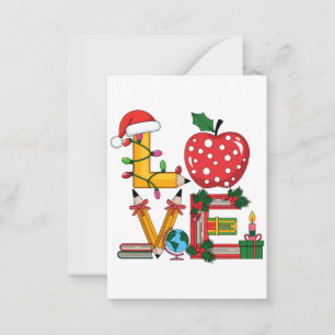 Carte De Correspondance Cadeau Enseignant Crayon Apple Livres Amour