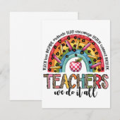 Carte De Correspondance Cadeau pour Enseignant | Les Enseignants Font Tout (Devant / Derrière)
