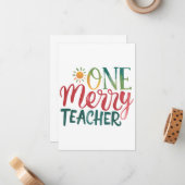 Carte De Correspondance Cadeau pour Enseignant | Un Enseignant Joyeux (Devant/Arrière en situation)
