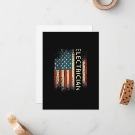 Carte De Correspondance Cadeaux d'électricien patriotique masculin Drapeau (Devant/Arrière en situation)