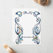 Carte De Correspondance Cadre Art nouveau floral (Devant/Arrière en situation)