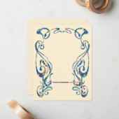 Carte De Correspondance Cadre Art nouveau floral (Devant/Arrière en situation)