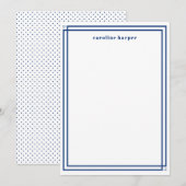 Carte De Correspondance Cadre Classique en Navy Mongram (Devant / Derrière)