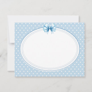 Carte De Correspondance Cadre élégant à pois bleus avec nœud en satin