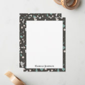Carte De Correspondance Cadre en terrazzo à motif de copeaux de verre gris (Devant/Arrière en situation)