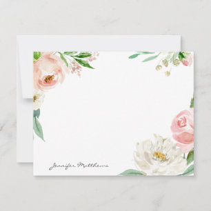 Carte De Correspondance Cadre floral féminin rose-rose-bleu personnalisé