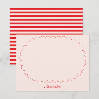 Carte De Correspondance Cadre personnalisé avec nom en écriture rose rouge