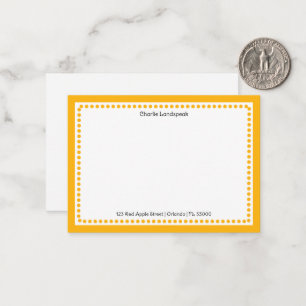 Carte De Correspondance Cadre pointillé jaune classique Nom et adresse per