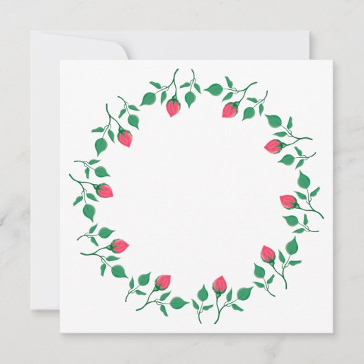 Carte De Correspondance Cadre rond fleuri avec fleurs roses (Devant)