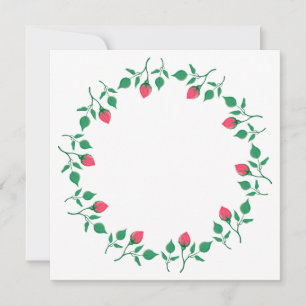 Carte De Correspondance Cadre rond fleuri avec fleurs roses