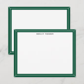 Carte De Correspondance Cadre simple Vert & Blanc Professionnel personnel (Devant / Derrière)
