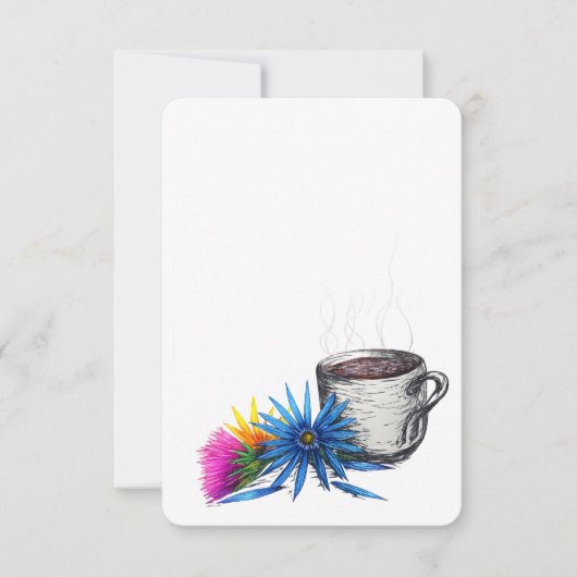 Carte De Correspondance Café & Fleurs sauvages (Devant)