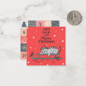 Carte De Correspondance Calendrier de l'Avent Chat de Noël Mignon (Devant/Arrière en situation)