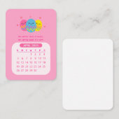 Carte De Correspondance Calendrier mensuel motivant Kawaii d'avril 2026 (Devant / Derrière)