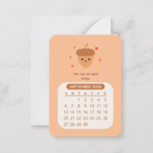 Carte De Correspondance Calendrier motivationnel kawaii de septembre 2026