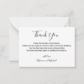 Carte De Correspondance calligraphie blanche mariage photo collage merci (Dos)