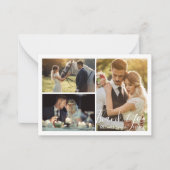 Carte De Correspondance calligraphie blanche mariage photo collage merci (Devant)