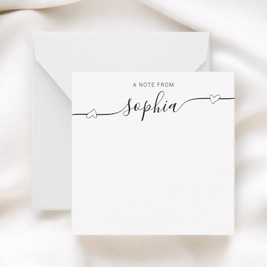 Carte De Correspondance Calligraphie Coeur Fille Blanc