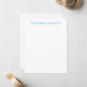 Carte De Correspondance Calligraphie de nom Script Plain Simple Blanc Bleu (Devant/Arrière en situation)