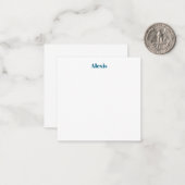Carte De Correspondance Calligraphie de nom Script Plain Simple Blanc Bleu (Devant/Arrière en situation)