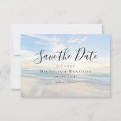 Carte De Correspondance Calligraphie de plage Enregistrer la date (Devant)