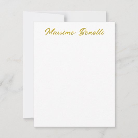 Carte De Correspondance Calligraphie Élégant Or Blanc Simple Nom (Devant)
