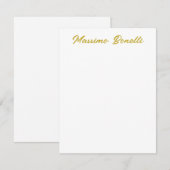 Carte De Correspondance Calligraphie Élégant Or Blanc Simple Nom (Devant / Derrière)