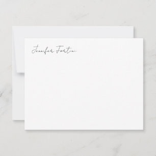 Carte De Correspondance Calligraphie Élégante Noir & Blanc Plaine Simple