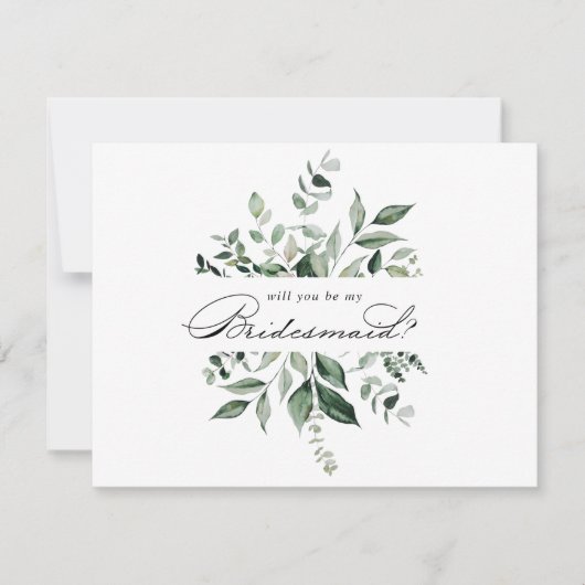 Carte De Correspondance Calligraphie Green Bridesmaid Fiche de proposition (Devant)