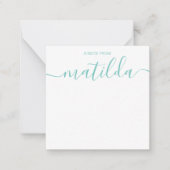 Carte De Correspondance Calligraphie manuscrite moderne Simple Aqua Note C (Devant)