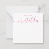 Carte De Correspondance Calligraphie manuscrite moderne Simple rose Note C (Devant)