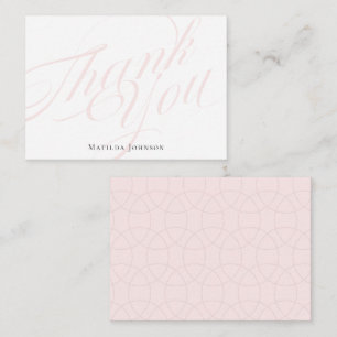 Carte De Correspondance Calligraphie Merci rose Script Simple Classic