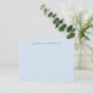 Carte De Correspondance Calligraphie moderne minimaliste Nom bleu doux