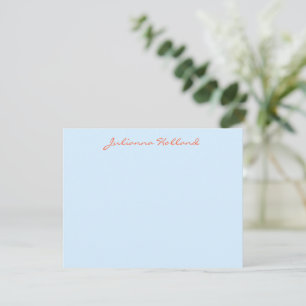 Carte De Correspondance Calligraphie moderne minimaliste Nom bleu orange