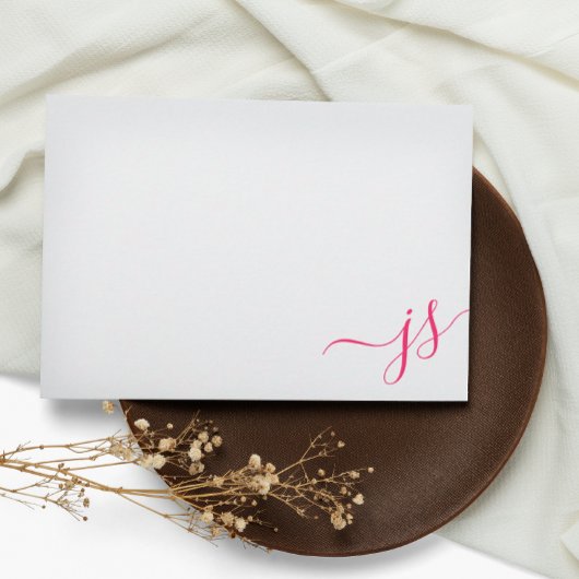 Carte De Correspondance Calligraphie monogramme rose vif