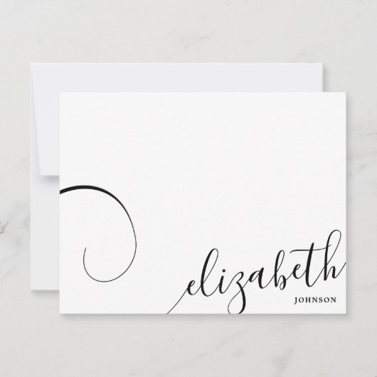 Carte De Correspondance Calligraphie romantique simple noir et blanc (Devant)