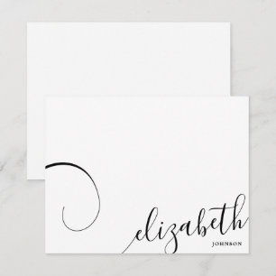 Carte De Correspondance Calligraphie romantique simple noir et blanc