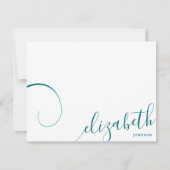 Carte De Correspondance Calligraphie romantique simple Vert Turquoise (Devant)
