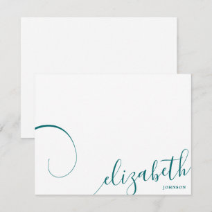 Carte De Correspondance Calligraphie romantique simple Vert Turquoise