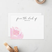 Carte De Correspondance Calligraphie rose aquarelle (Devant/Arrière en situation)