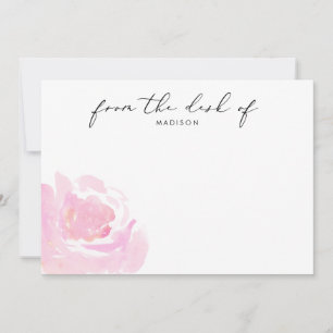 Carte De Correspondance Calligraphie rose aquarelle