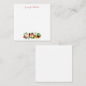 Carte De Correspondance Calligraphie Script Texte Elégant Aquarelle Fleurs (Devant / Derrière)