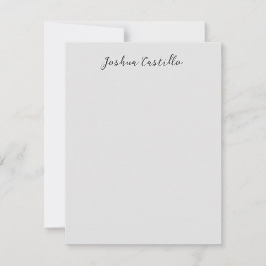Carte De Correspondance Calligraphie Simple Gris Nom Professionnel (Devant)