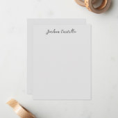 Carte De Correspondance Calligraphie Simple Gris Nom Professionnel (Devant/Arrière en situation)